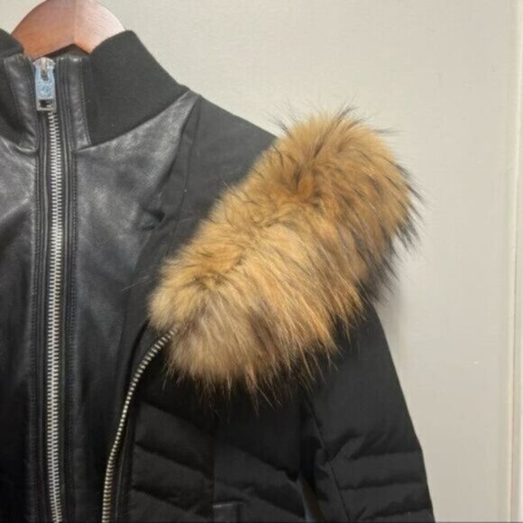 NB Series by Nicole Benisti Duck Down Puffer Jacket Size XS Raccoon Fur Collar - Picture 5 of 16